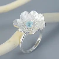 925 Sterling Silver Zircon Flower Rings sku image 2