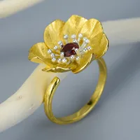 925 Sterling Silver Zircon Flower Rings sku image 4