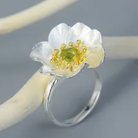 925 Sterling Silver Zircon Flower Rings sku image 3