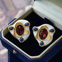 1 Pair Elegant Retro Geometric Alloy Tiger Eye Rhinestones Ear Studs sku image 24
