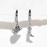 1 Pair Punk Cowboy Style Hat Boots Plating Three-dimensional Inlay Copper Zircon 18k Gold Plated Drop Earrings main image 2