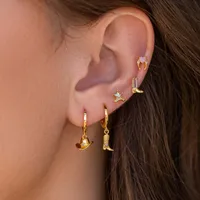 1 Pair Punk Cowboy Style Hat Boots Plating Three-dimensional Inlay Copper Zircon 18k Gold Plated Drop Earrings main image 5