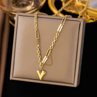 304 Stainless Steel 18K Gold Plated Sweet Plating Heart Shape Bracelets Necklace main image 2