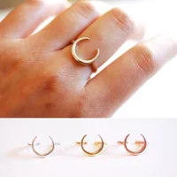 925 Sterling Silver Moon Open Rings main image 2
