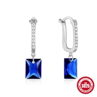 1 Pair 925 Sterling Silver Zircon Geometric Drop Earrings sku image 6