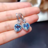 Live Broadcast New Imitation Natural Blue Switzerland Topaz Topaz Blue Set Rings Eardrop Pendant Mozambique Garnet Ear Studs sku image 5