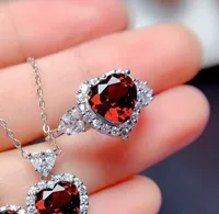 Live Broadcast New Imitation Natural Blue Switzerland Topaz Topaz Blue Set Rings Eardrop Pendant Mozambique Garnet Ear Studs sku image 4