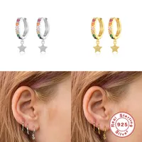 1 Pair 925 Sterling Silver Zircon Star Drop Earrings main image 5