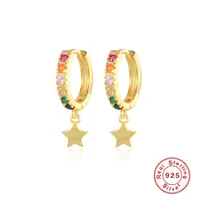 1 Pair 925 Sterling Silver Zircon Star Drop Earrings main image 4