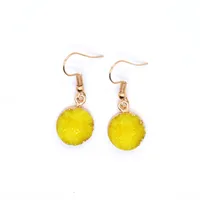 Womens Round Plastic  Resin Imitation Natural Stone Round  Earrings Go190430120011 sku image 1