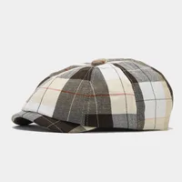 Unisex Vintage Style Color Block Printing Flat Eaves Beret Hat sku image 4