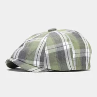 Unisex Vintage Style Color Block Printing Flat Eaves Beret Hat sku image 2