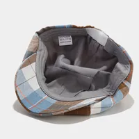 Unisex Vintage Style Color Block Printing Flat Eaves Beret Hat main image 3