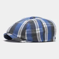 Unisex Vintage Style Color Block Printing Flat Eaves Beret Hat sku image 3