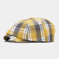Unisex Vintage Style Color Block Printing Flat Eaves Beret Hat sku image 1
