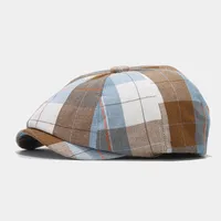 Unisex Vintage Style Color Block Printing Flat Eaves Beret Hat sku image 5