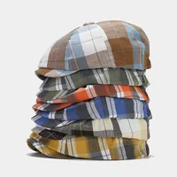 Unisex Vintage Style Color Block Printing Flat Eaves Beret Hat main image 4