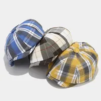 Unisex Vintage Style Color Block Printing Flat Eaves Beret Hat main image 5