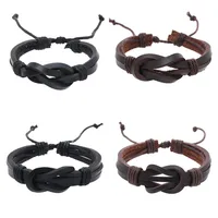 Retro Simple Style Knot Pu Leather Wax Rope Men's Wristband main image 3