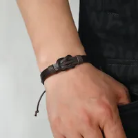 Retro Simple Style Knot Pu Leather Wax Rope Men's Wristband main image 4