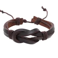 Retro Simple Style Knot Pu Leather Wax Rope Men's Wristband sku image 3