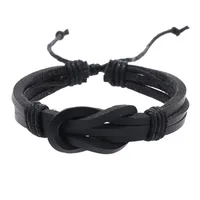 Retro Simple Style Knot Pu Leather Wax Rope Men's Wristband sku image 2