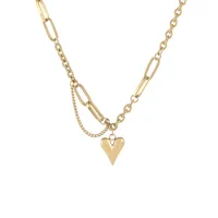 304 Stainless Steel 18K Gold Plated Sweet Plating Heart Shape Bracelets Necklace main image 4
