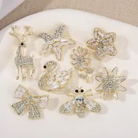 Simple Style Insect Flower Bow Knot Alloy Inlay Zircon Women's Brooches main image 1