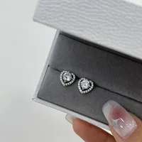 1 Pair Sweet Heart Shape Plating Inlay Sterling Silver Zircon Ear Studs main image 2