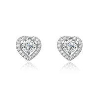 1 Pair Sweet Heart Shape Plating Inlay Sterling Silver Zircon Ear Studs main image 4