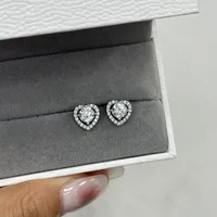 1 Pair Sweet Heart Shape Plating Inlay Sterling Silver Zircon Ear Studs main image 1