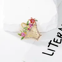 Lady Vacation Sweet Flower Basket Alloy Inlay Rhinestones Women's Brooches main image 4