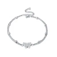 Wholesale Jewelry Simple Style Classic Style Butterfly Stainless Steel Zircon Gold Plated Inlay Anklet main image 2