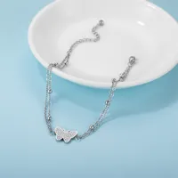 Wholesale Jewelry Simple Style Classic Style Butterfly Stainless Steel Zircon Gold Plated Inlay Anklet main image 3