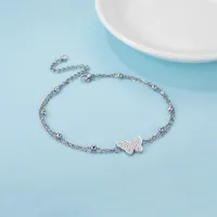 Wholesale Jewelry Simple Style Classic Style Butterfly Stainless Steel Zircon Gold Plated Inlay Anklet main image 4