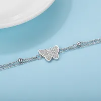 Wholesale Jewelry Simple Style Classic Style Butterfly Stainless Steel Zircon Gold Plated Inlay Anklet main image 5