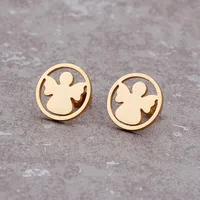 Wholesale Jewelry Sweet Angel Stainless Steel 18K Gold Plated Earrings Necklace main image 8