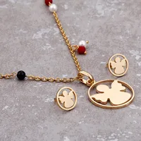 Wholesale Jewelry Sweet Angel Stainless Steel 18K Gold Plated Earrings Necklace main image 5