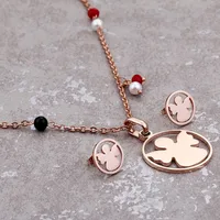 Wholesale Jewelry Sweet Angel Stainless Steel 18K Gold Plated Earrings Necklace main image 1