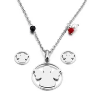 Wholesale Jewelry Sweet Angel Stainless Steel 18K Gold Plated Earrings Necklace sku image 1