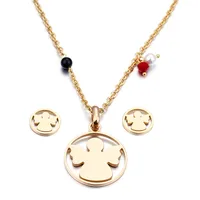 Wholesale Jewelry Sweet Angel Stainless Steel 18K Gold Plated Earrings Necklace sku image 2
