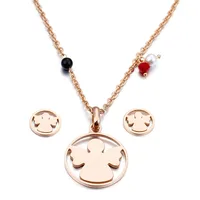 Wholesale Jewelry Sweet Angel Stainless Steel 18K Gold Plated Earrings Necklace sku image 3