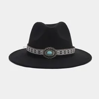 Women's Elegant Basic Solid Color Big Eaves Fedora Hat sku image 9