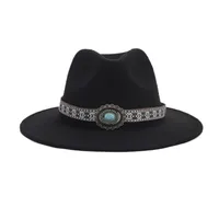 Women's Elegant Basic Solid Color Big Eaves Fedora Hat main image 2