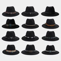 Women's Elegant Basic Solid Color Big Eaves Fedora Hat main image 1