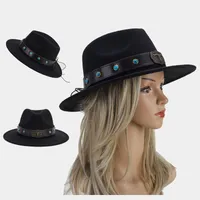 Women's Elegant Basic Solid Color Big Eaves Fedora Hat main image 5