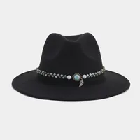 Women's Elegant Basic Solid Color Big Eaves Fedora Hat sku image 6