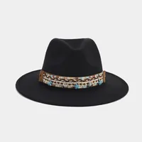 Women's Elegant Basic Solid Color Big Eaves Fedora Hat sku image 12