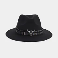 Women's Elegant Basic Solid Color Big Eaves Fedora Hat sku image 2