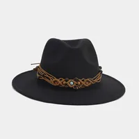 Women's Elegant Basic Solid Color Big Eaves Fedora Hat sku image 13